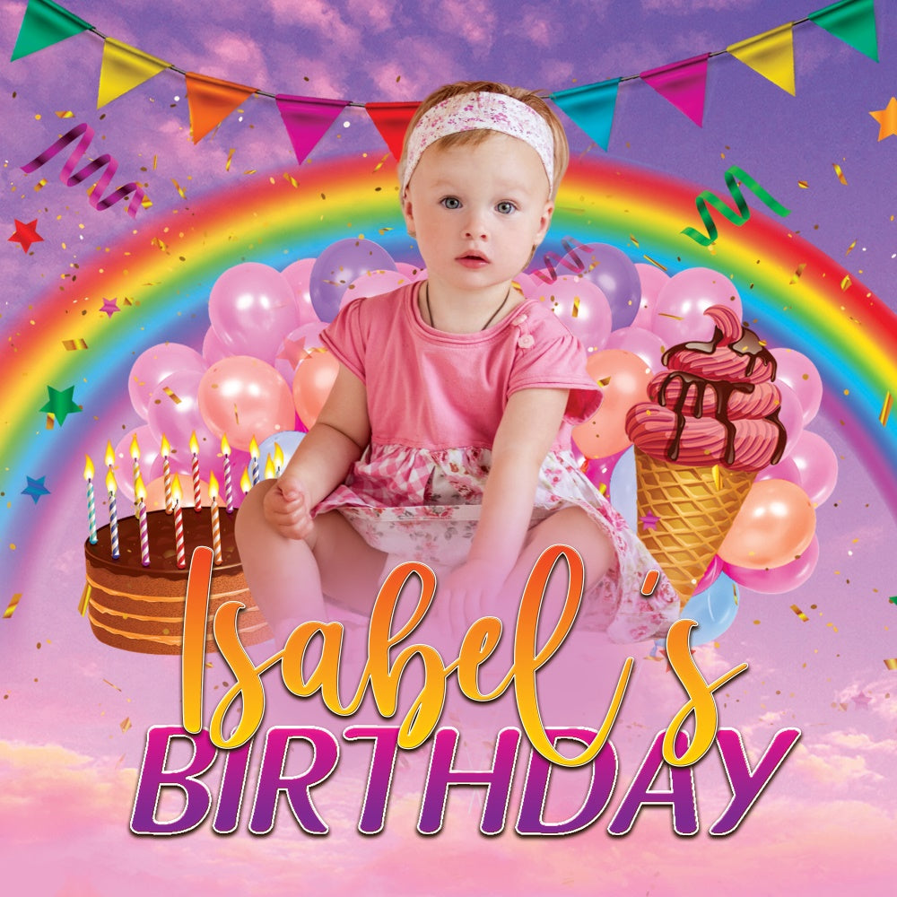 Custom Backdrop For Birthday Party Rainbow Delight Backdrop UK BRP6-68