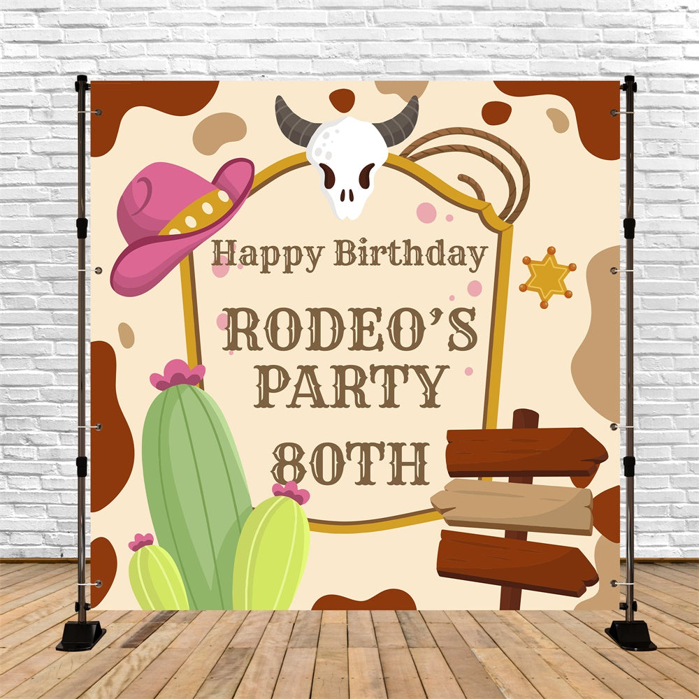 80th Birthday Backdrop Rodeo Bash Customized Backdrop UK BRP6-72