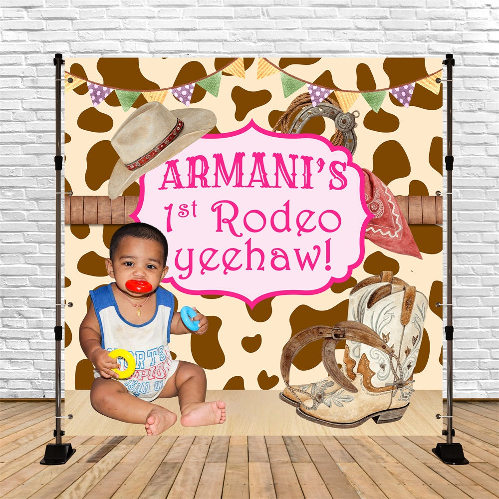 1st Birthday Backdrop Rodeo Cutie Personalized Backdrop UK BRP6-73