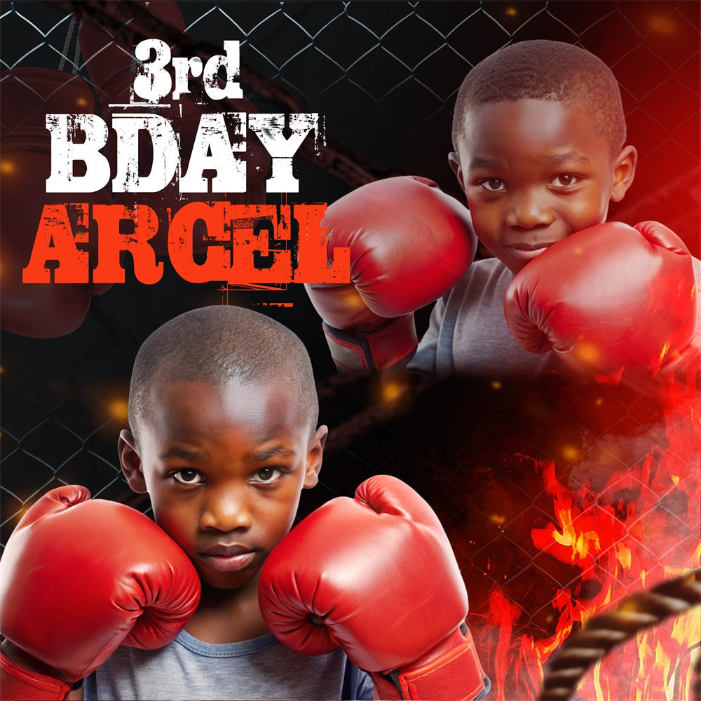 Personalized Birthday Backdrop Red Gloves Boxing Backdrop UK BRP6-79