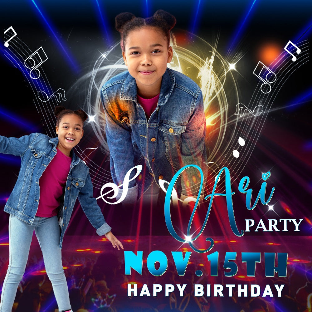 Customized Backdrop For Birthday Music Vibes Backdrop UK BRP6-81