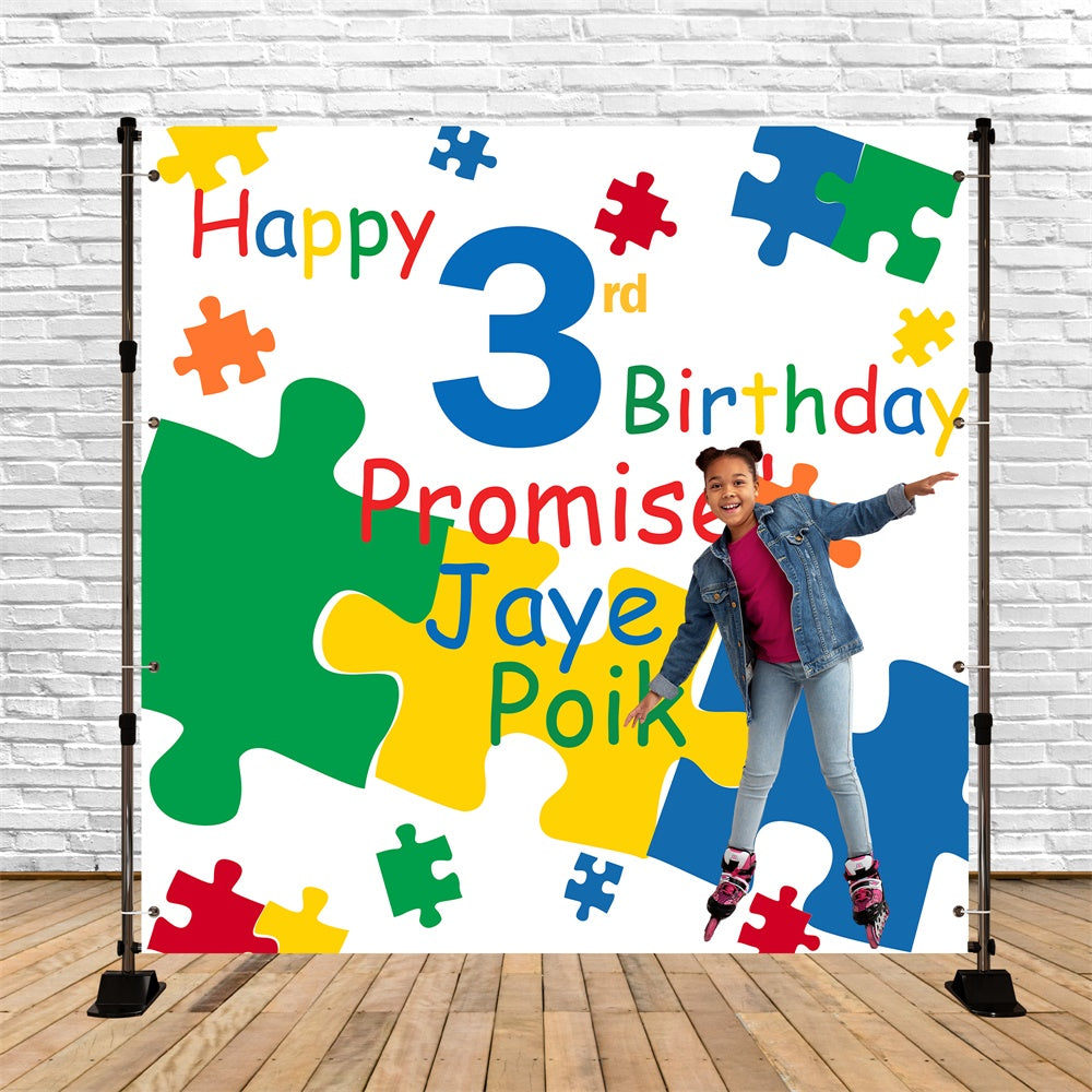 Customized Birthday Backdrop Bright Puzzle Bash Backdrop UK BRP6-96