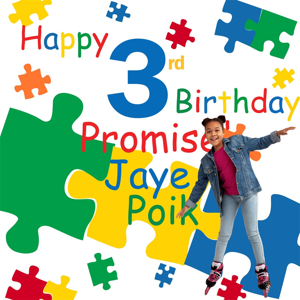 Customized Birthday Backdrop Bright Puzzle Bash Backdrop UK BRP6-96