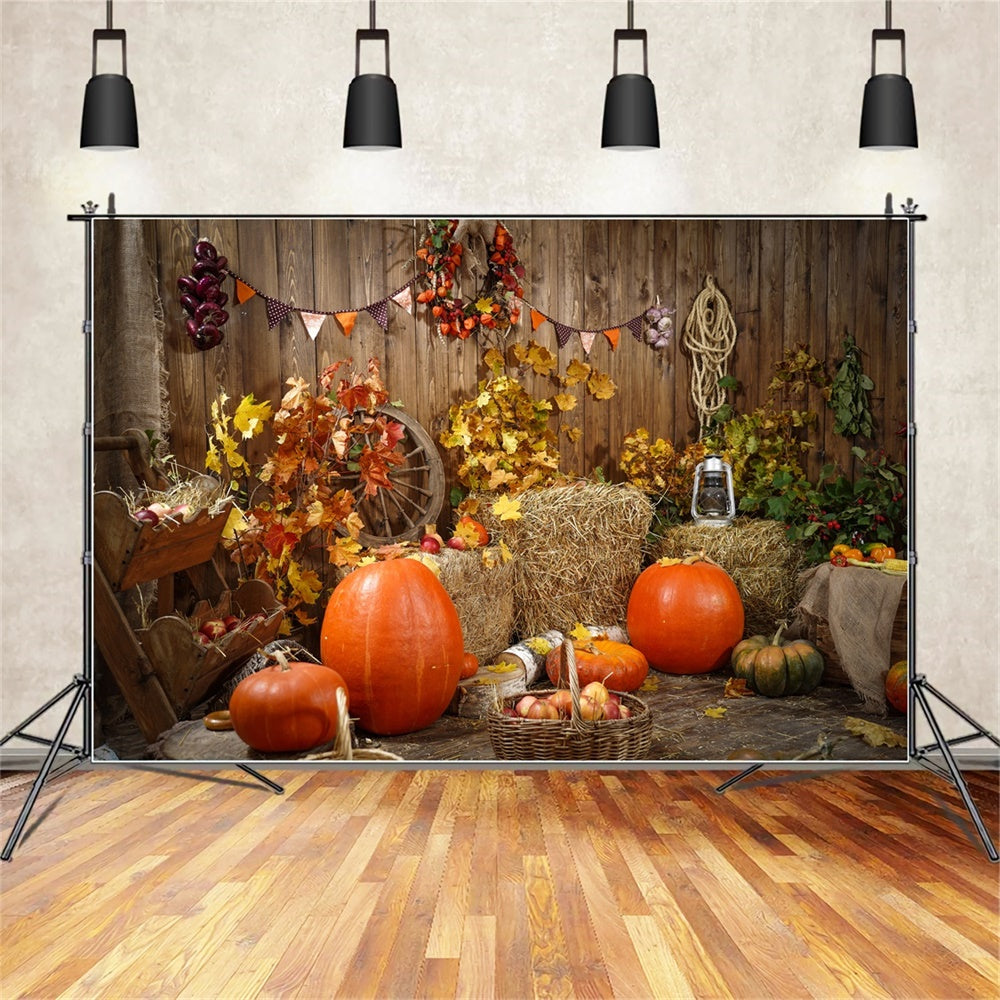 Autumn Harvest with Pumpkins Backdrop UK BRP7-117