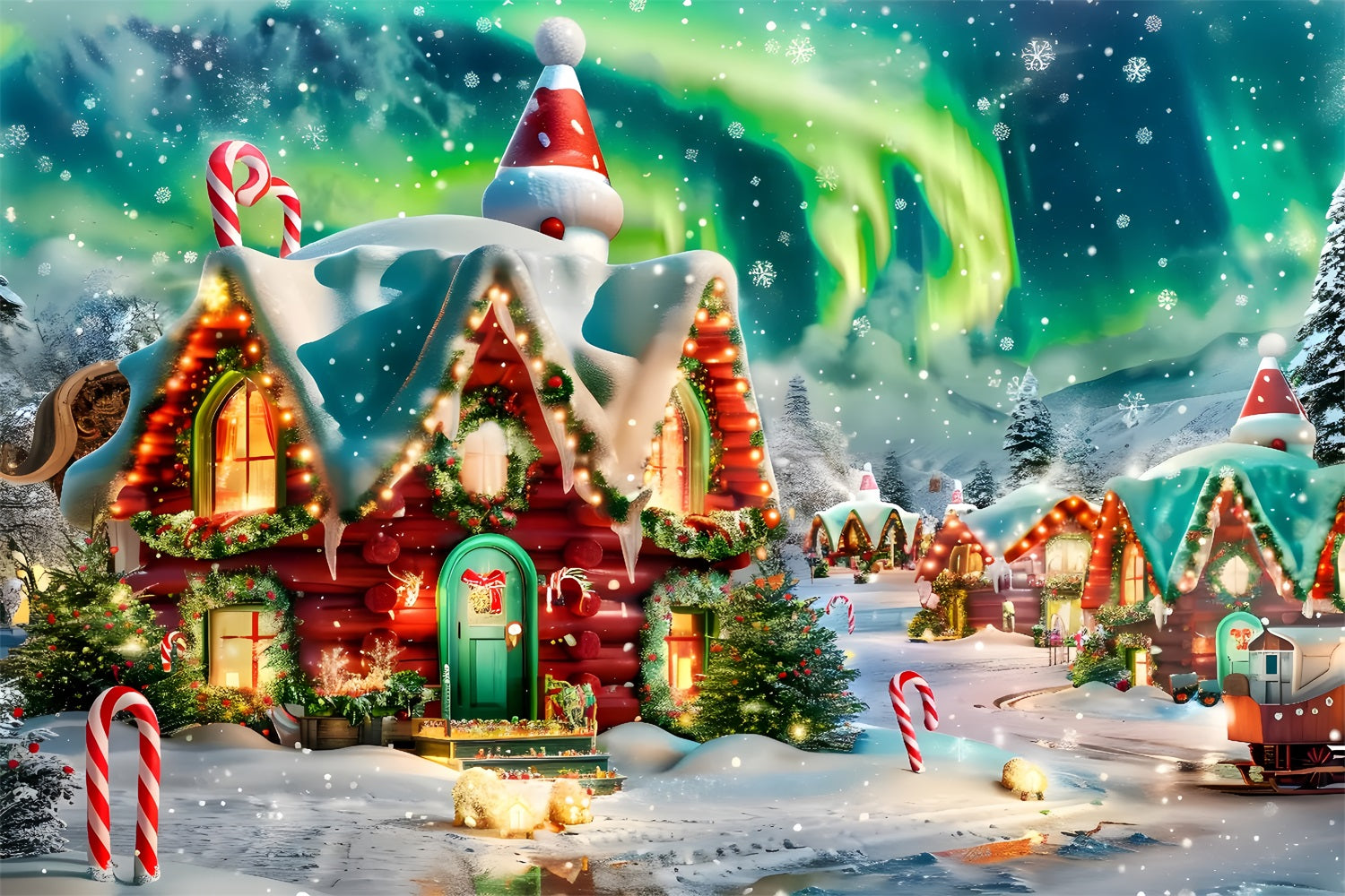Christmas Enchanted Elf Village Backdrop UK BRP7-217