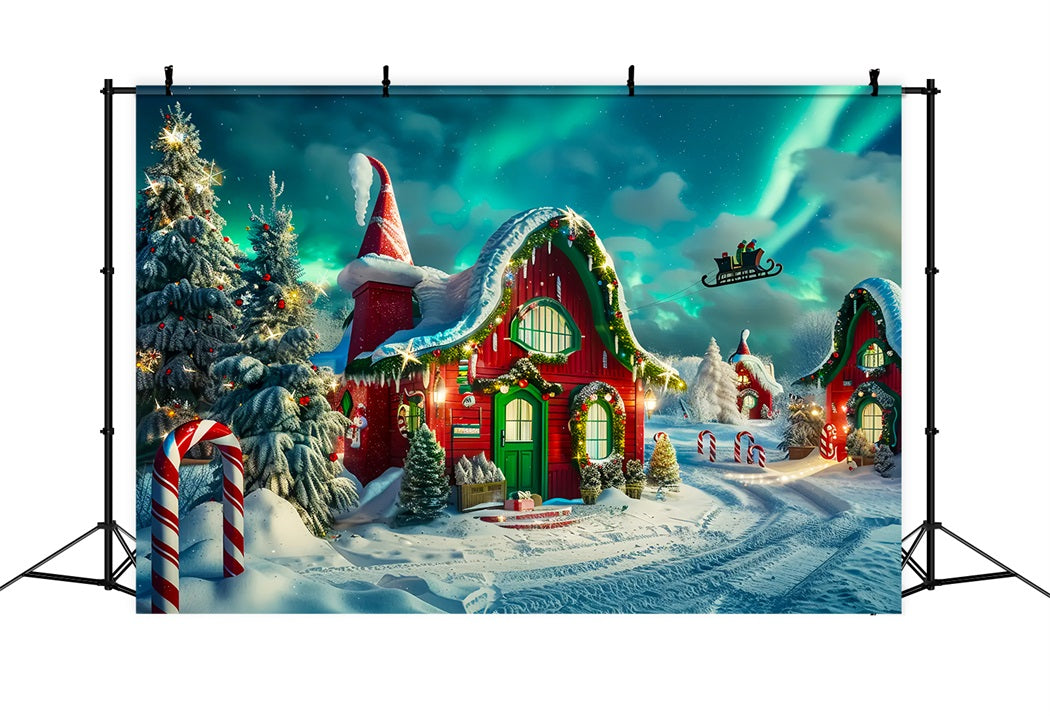 Christmas Elf House with Aurora Backdrop UK BRP7-218