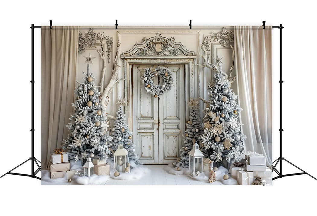 Christmas White Door Tree Backdrop UK BRP7-226
