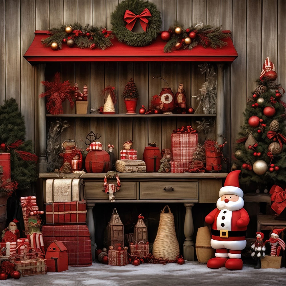Santa Claus Cozy Workshop Christmas Backdrop UK BRP8-100