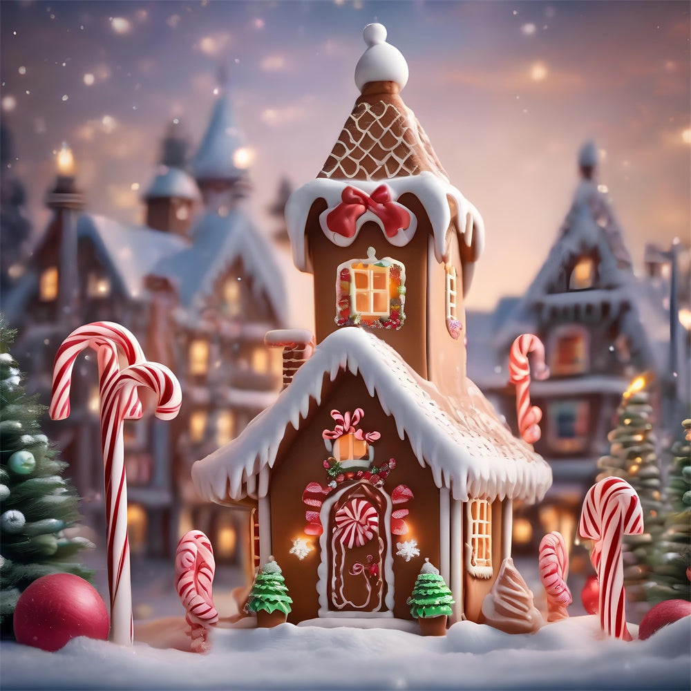 Sweet Gingerbread Cottage Christmas Backdrop UK BRP8-103