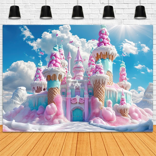 Enchanted Ice Cream Castle Christmas Backdrop UK BRP8-108