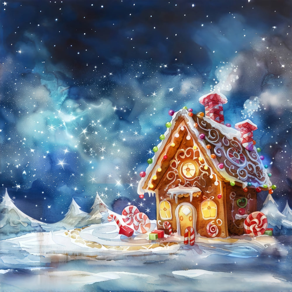 Gingerbread Cottage Under the Stars Backdrop UK BRP8-110