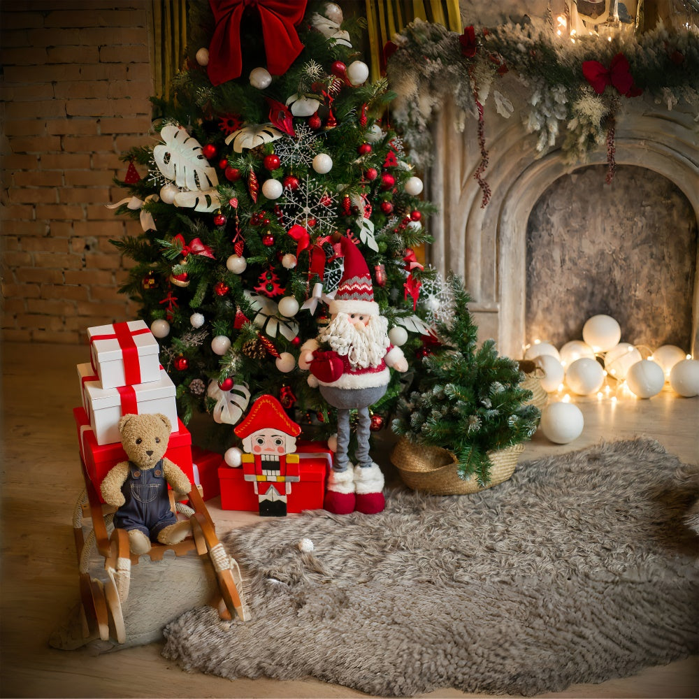 Christmas Tree with Santa and Nutcracker Backdrop UK BRP8-112
