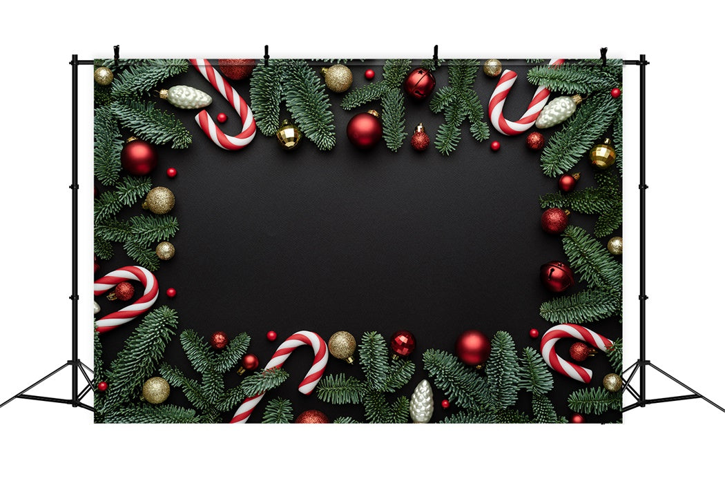 Christmas Candy Cane and Fir Branches Backdrop UK BRP8-116