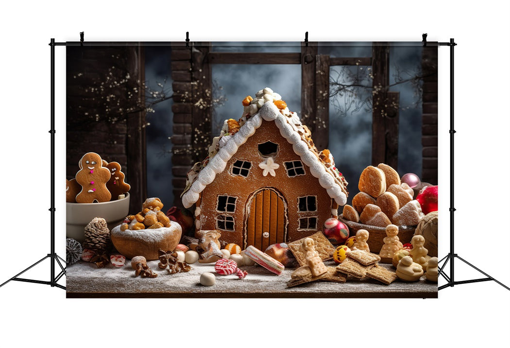 Christmas Gingerbread Cottage Backdrop UK BRP8-122