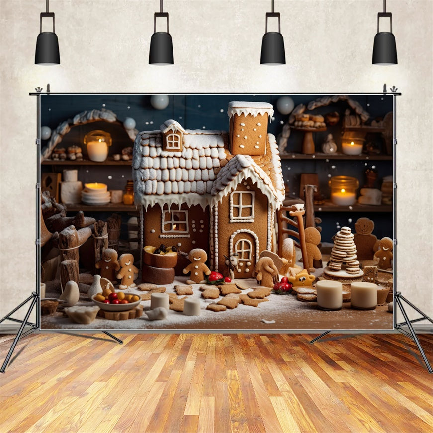 Christmas Gingerbread Kitchen Backdrop UK BRP8-123
