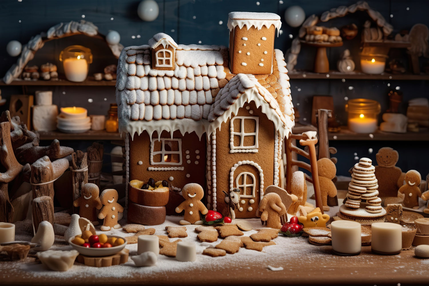 Christmas Gingerbread Kitchen Backdrop UK BRP8-123