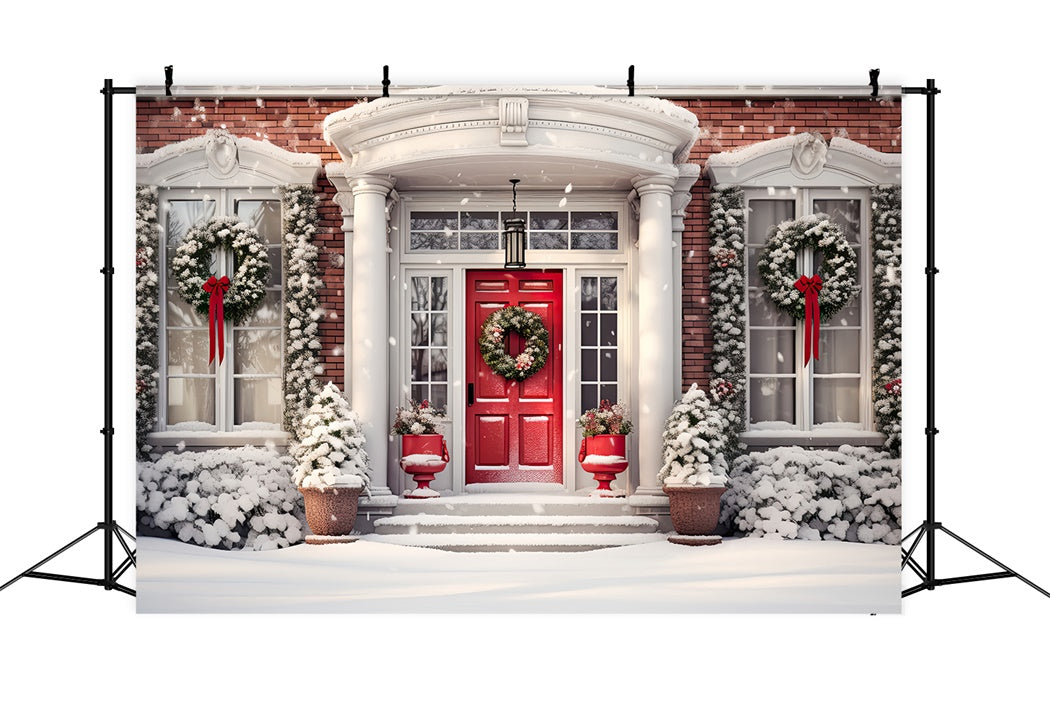Snowy Christmas Doorway Backdrop UK BRP8-126