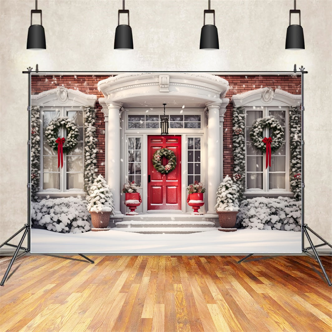 Snowy Christmas Doorway Backdrop UK BRP8-126
