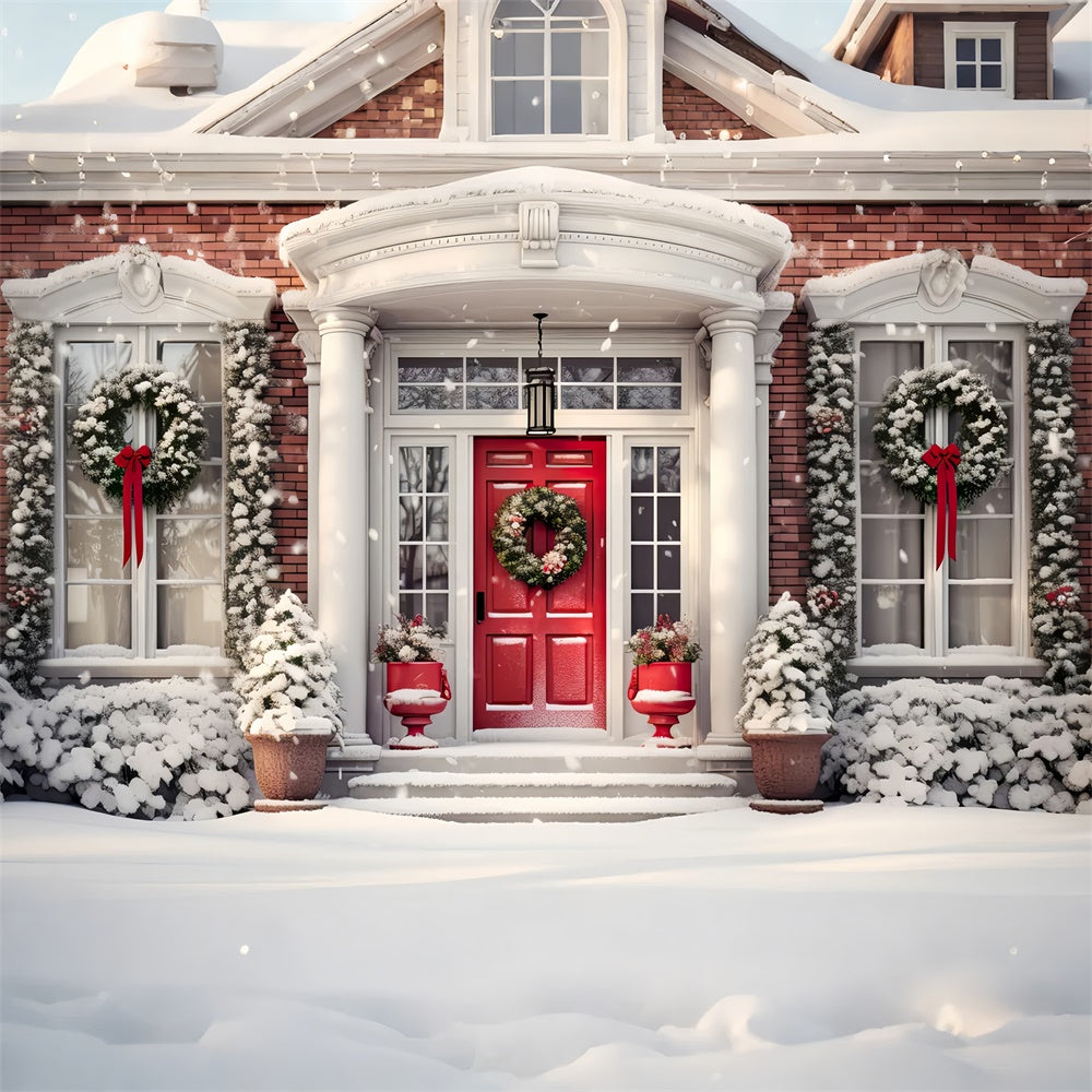 Snowy Christmas Doorway Backdrop UK BRP8-126