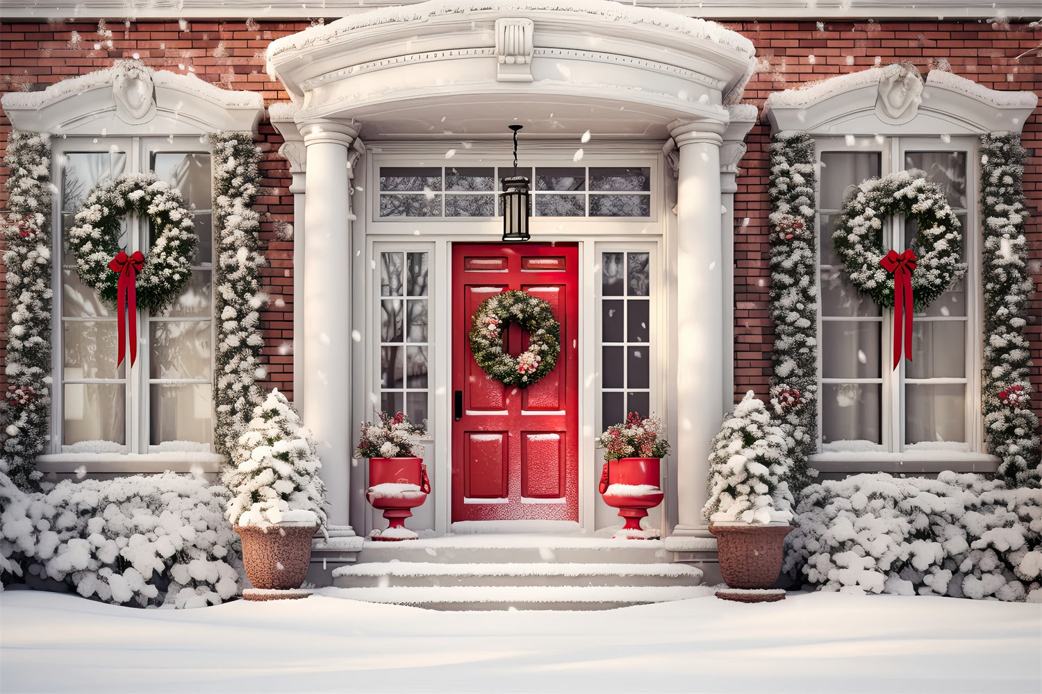 Snowy Christmas Doorway Backdrop UK BRP8-126