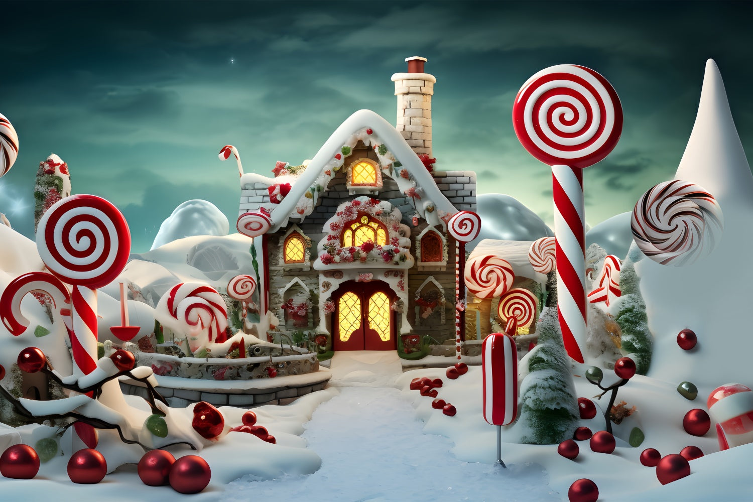 Christmas Gingerbread House Candy Dreamland Backdrop UK BRP8-133
