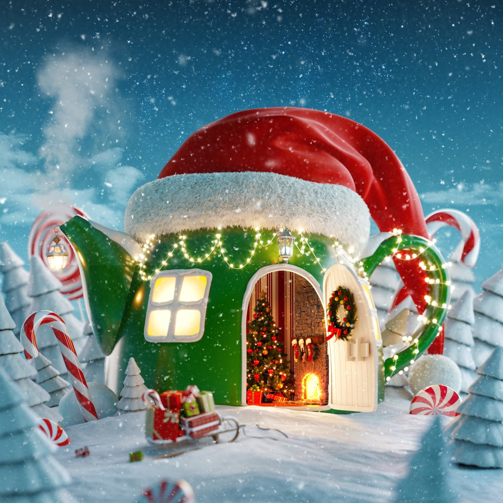 Whimsical Christmas Teapot Backdrop UK BRP8-149