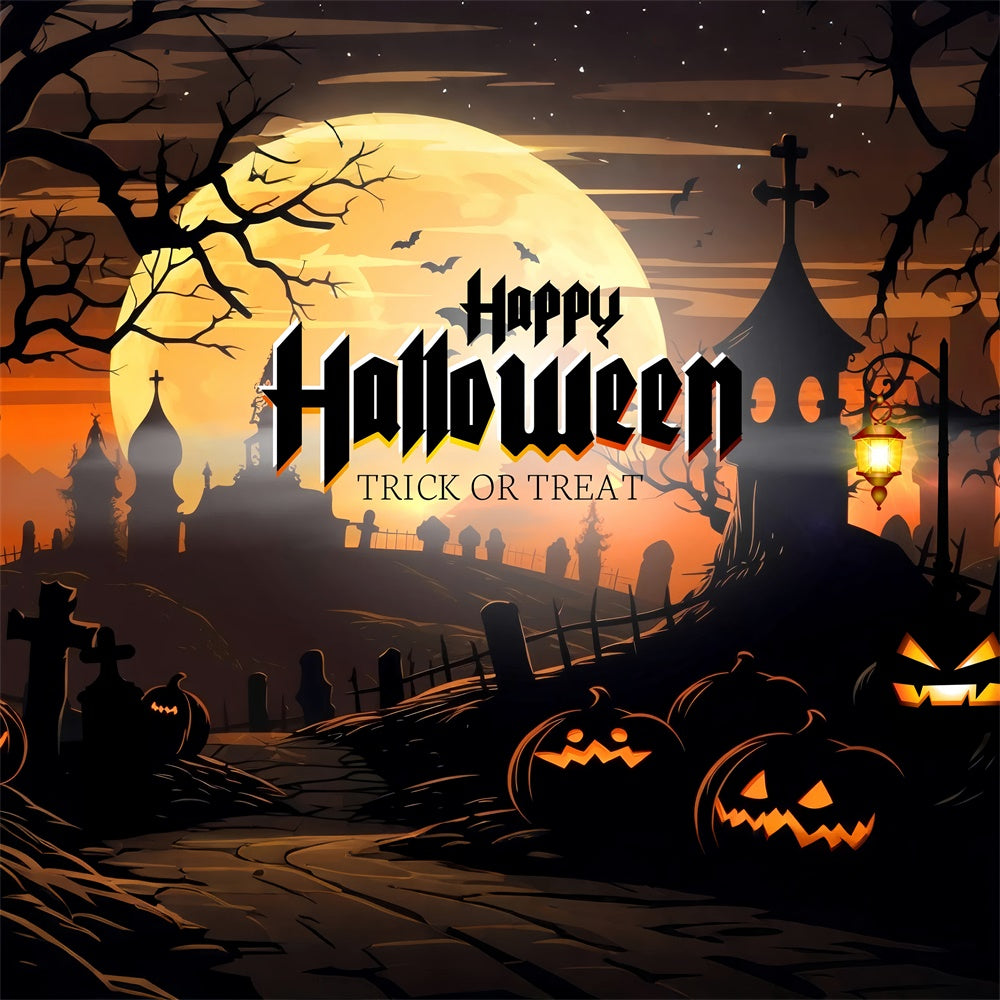 Happy Halloween Trick or Treat Cemetery Backdrop UK BRP8-229