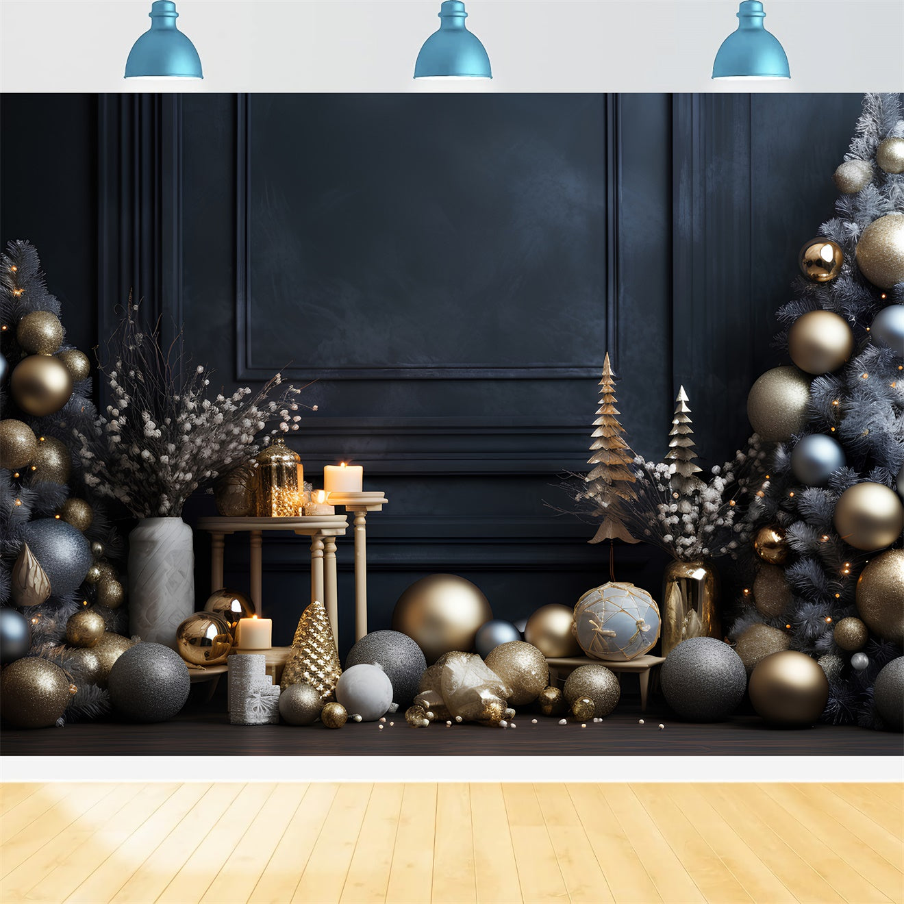 Christmas Gold and Silver Glamour Backdrop UK BRP8-92