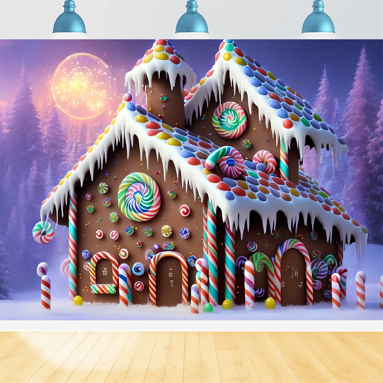 Christmas Magical Frosty Gingerbread Cottage Backdrop UK BRP8-97