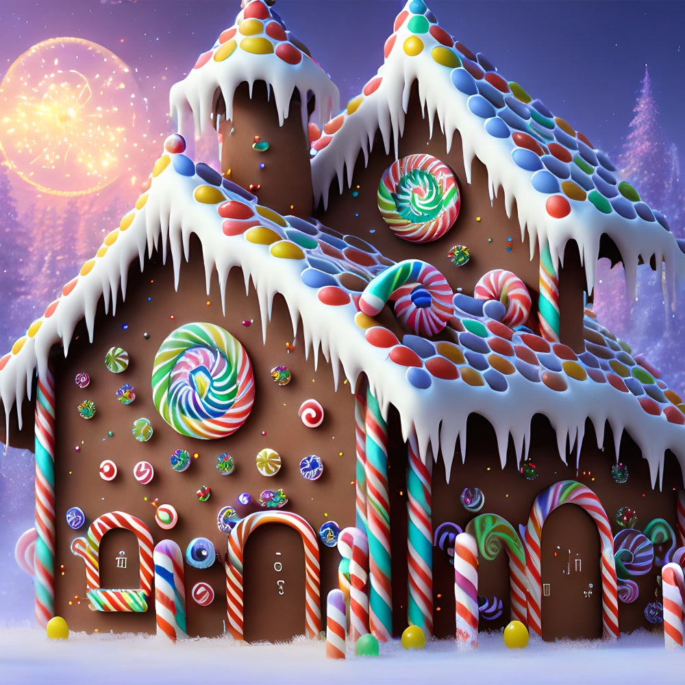 Christmas Magical Frosty Gingerbread Cottage Backdrop UK BRP8-97