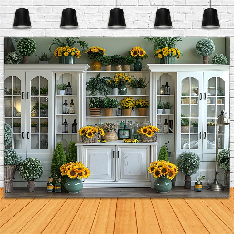 Charming Sunflower Cottage Style Harvest Decor Backdrop UK BRP9-167