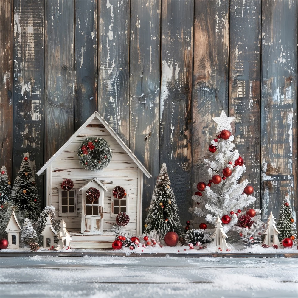 Cozy Cottage Winter Scene Holiday Decor Backdrop UK BRP9-300