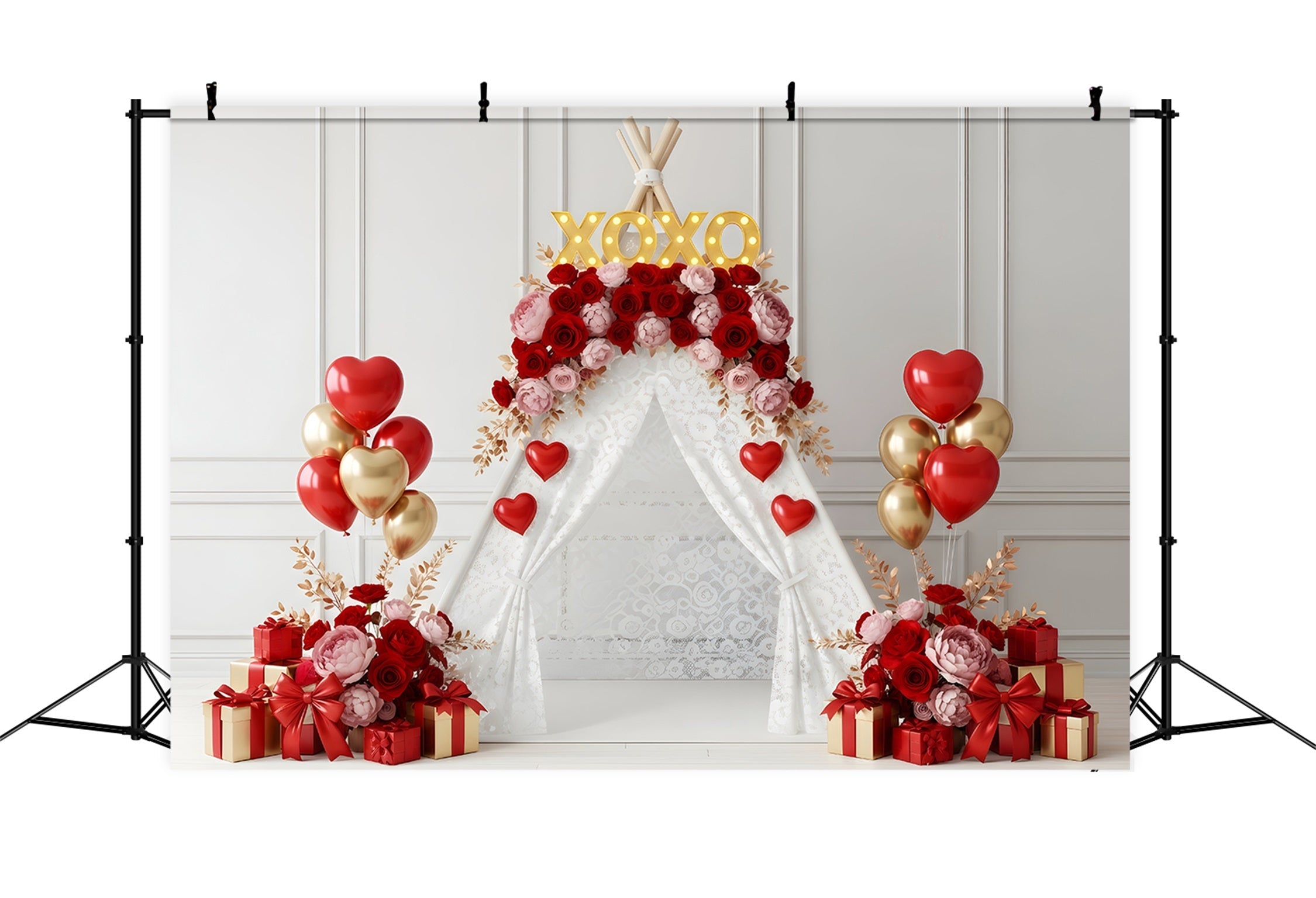 Valentine Day Backdrop XOXO Floral Tent Display Valentines Photo Backdrop UK By Magali