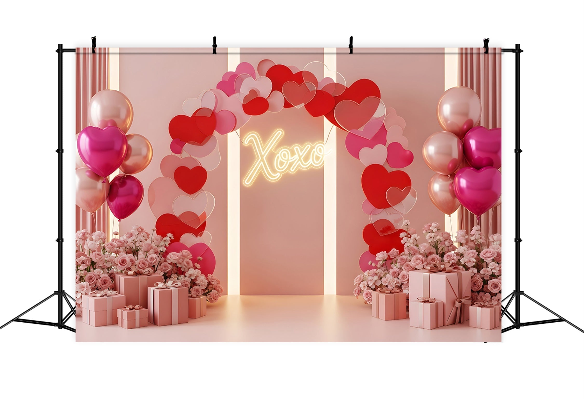 Valentine Backdrops Romantic Heart Arch Glow Valentine's Day Hearts Backdrop UK By Magali