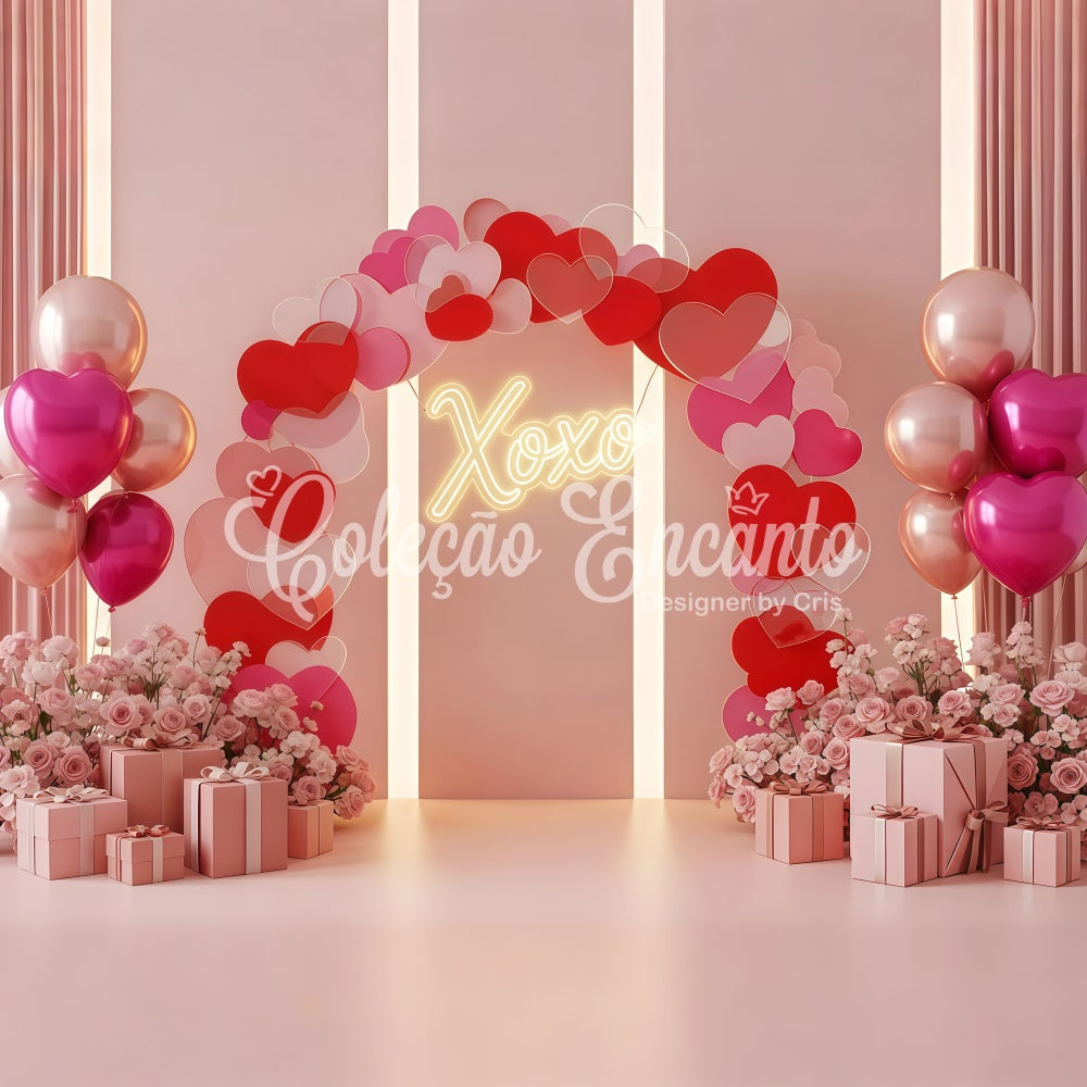 Valentine Backdrops Romantic Heart Arch Glow Valentine's Day Hearts Backdrop UK By Magali
