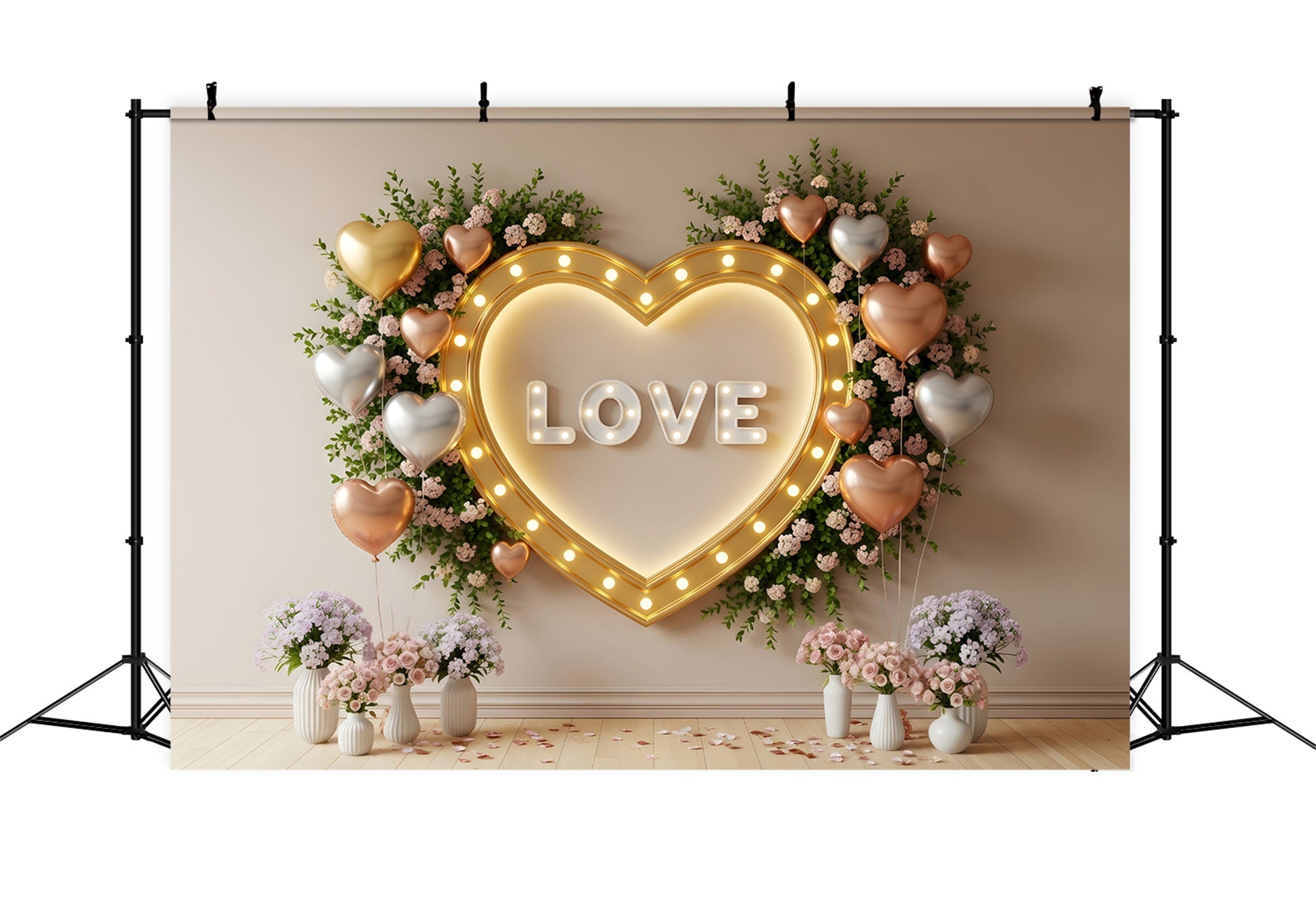 Valentine's Day Backdrop Golden Heart Bloom Wall Valentines Backdrop Ideas UK By Magali