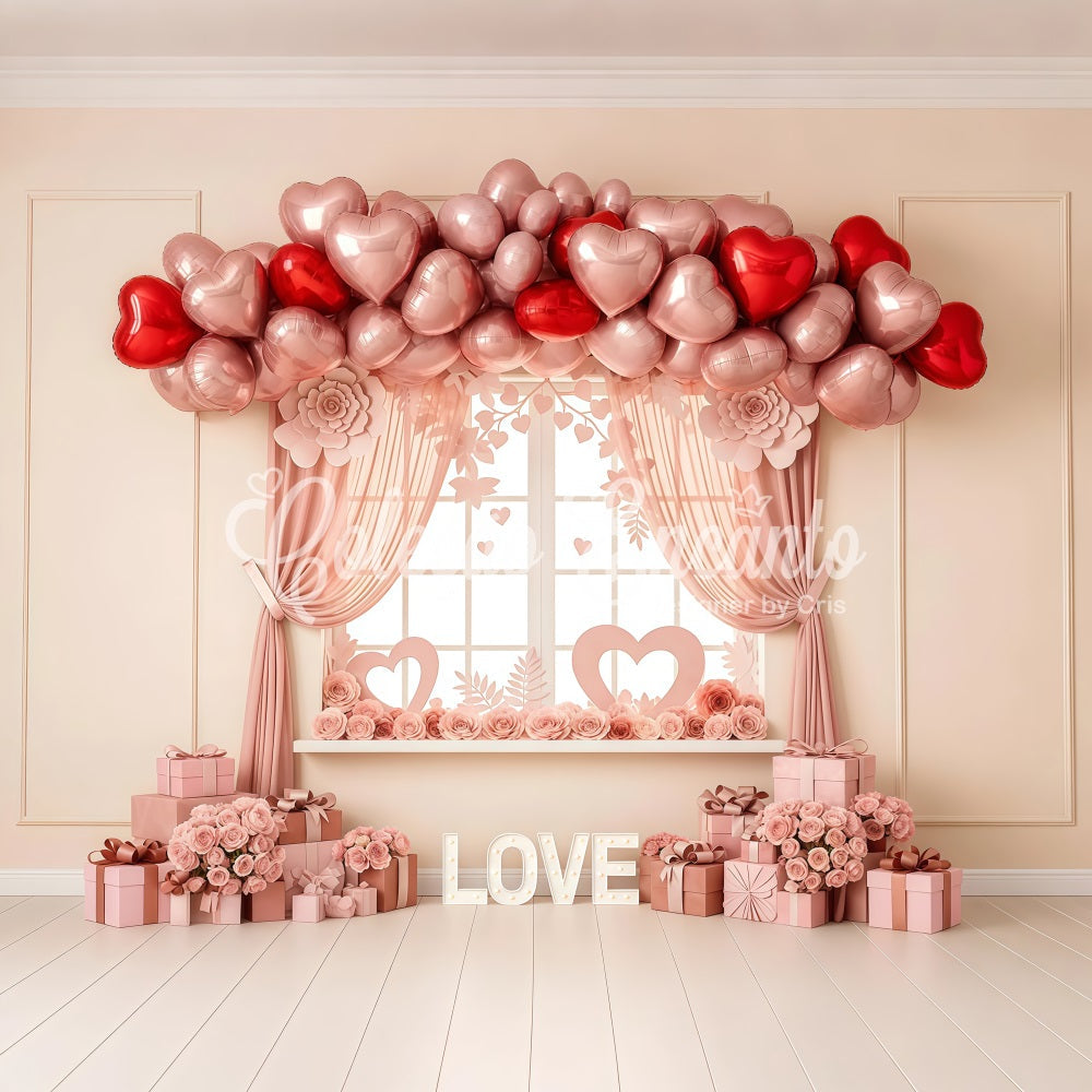 Valentine Backdrop Ideas Pink Heart Balloon Window Valentine Backdrops UK By Magali