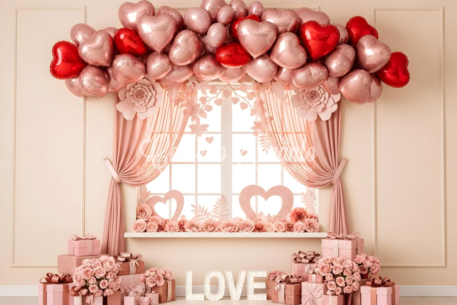 Valentine Backdrop Ideas Pink Heart Balloon Window Valentine Backdrops UK By Magali