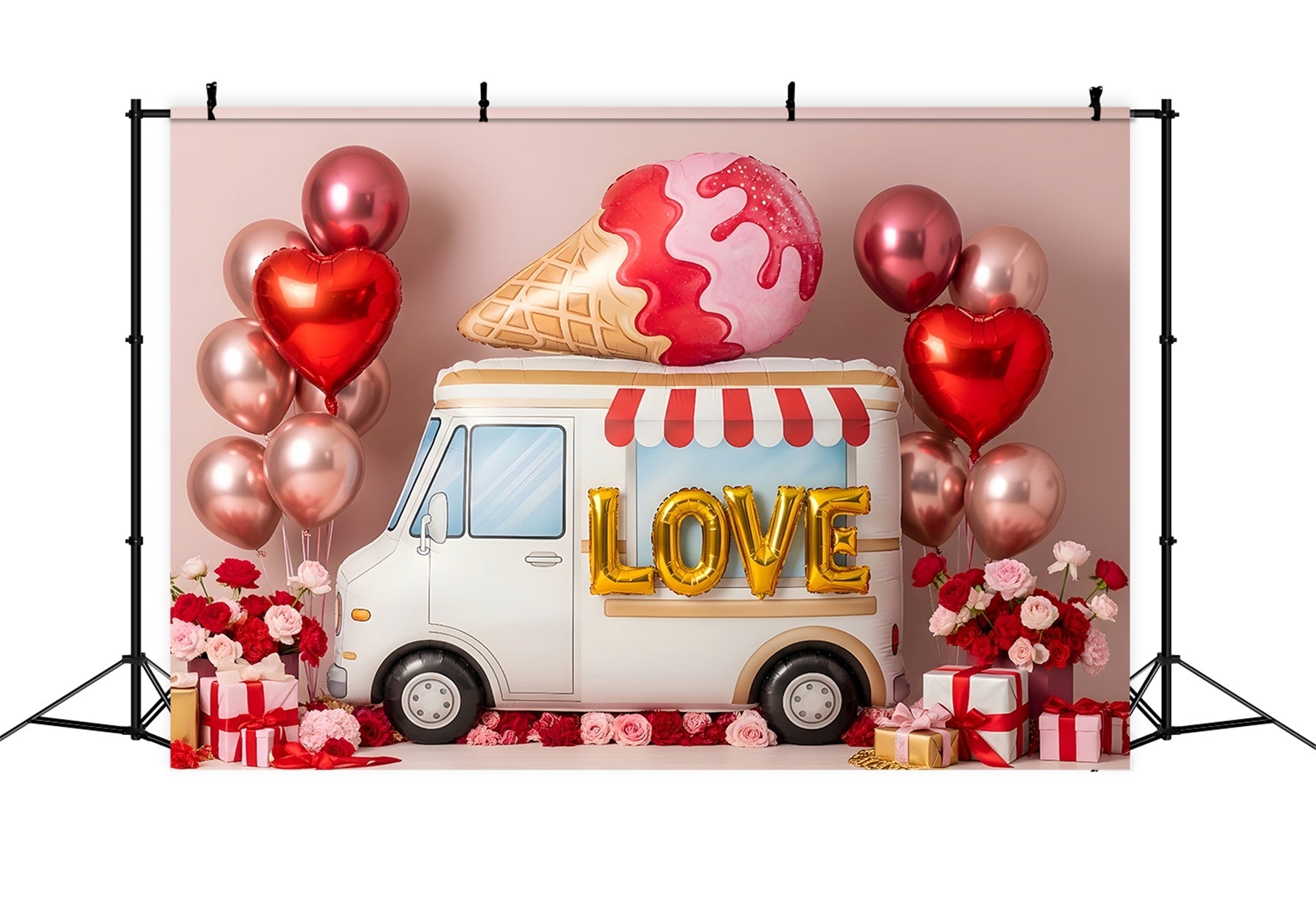 Valentines Backdrop Ice Cream Love Truck Decor Valentine Backdrop For Pictures UK By Magali