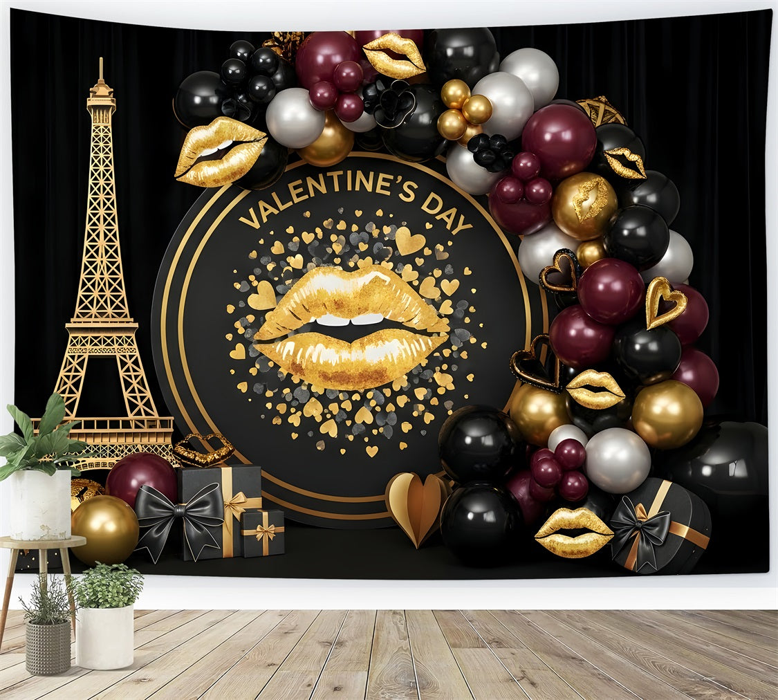Valentine's Day Backdrop Paris Glam Gold Kiss Setup Valentine Backdrop Ideas UK By Magali