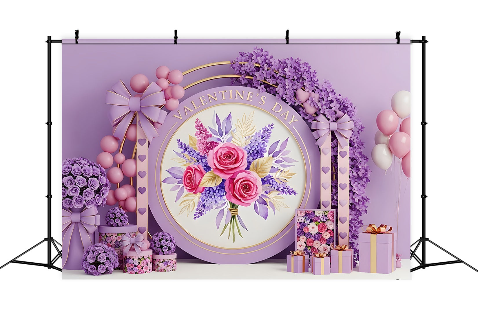 Valentine Backdrops Lavender Rose Bouquet Elegance Valentine's Day Backdrop UK By Magali