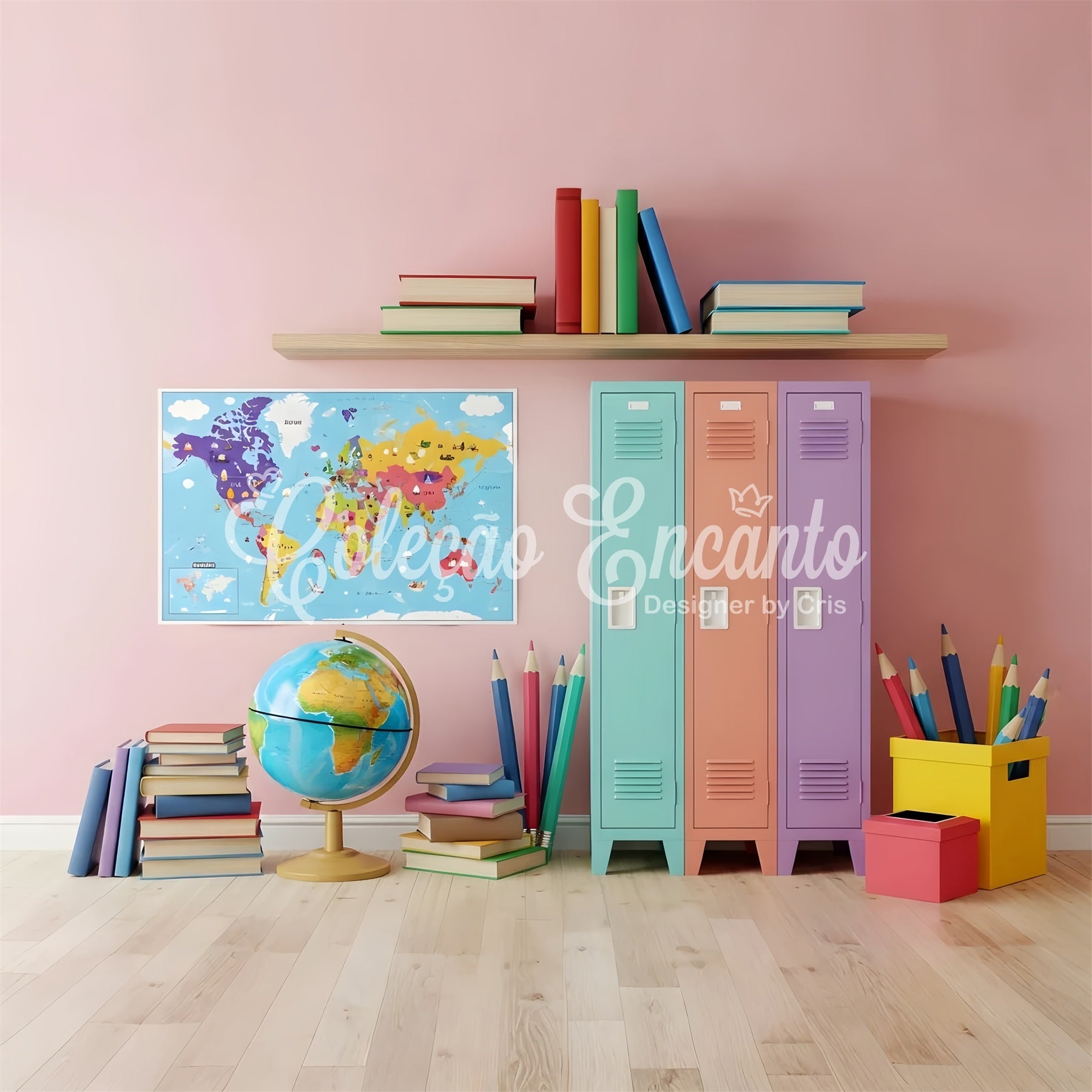 School Photo Backdrop Pastel Classroom Map Decor School Locker Backdrop UK By Magali
