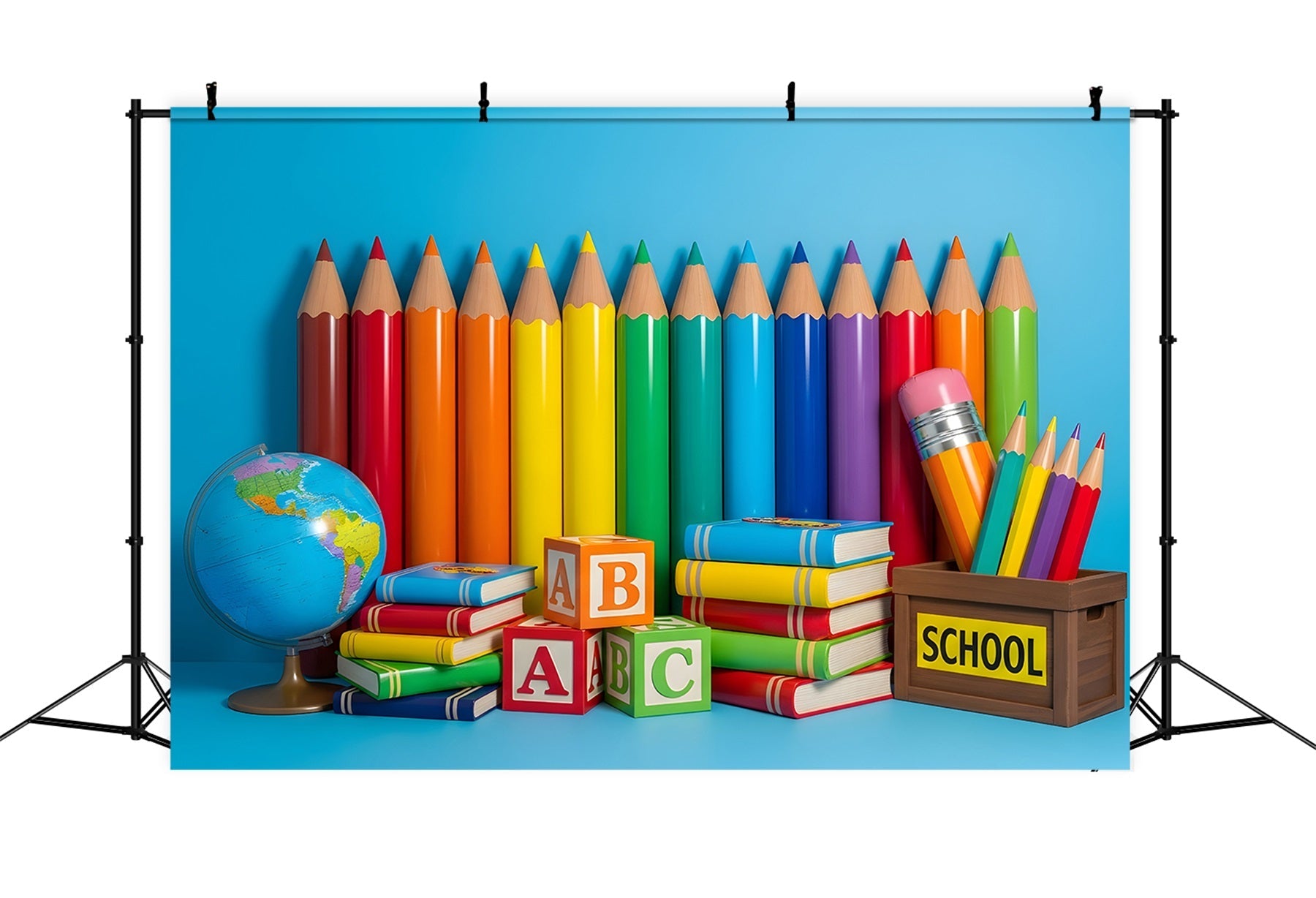 School Photo Backdrop Colorful Pencil Wall Back To School Backdrop UK By Magali
