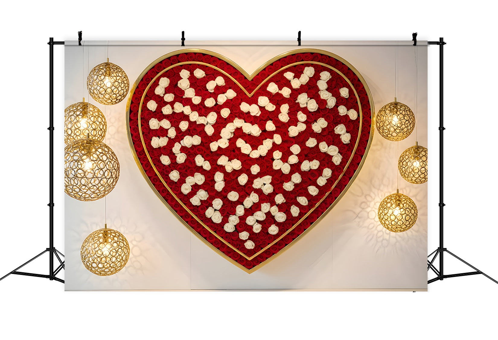 Valentine's Backdrop Rose Heart Luxury Lights Valentine's Day Backdrop UK By Magali