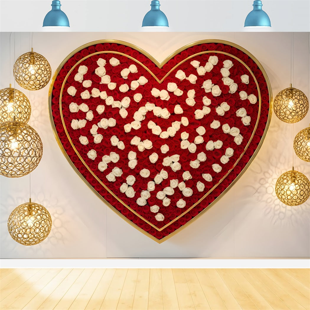 Valentine's Backdrop Rose Heart Luxury Lights Valentine's Day Backdrop UK By Magali