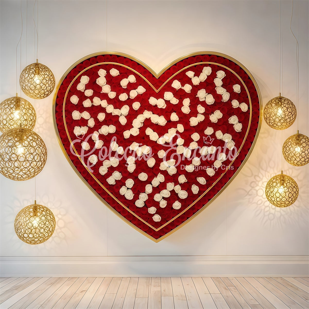 Valentine's Backdrop Rose Heart Luxury Lights Valentine's Day Backdrop UK By Magali