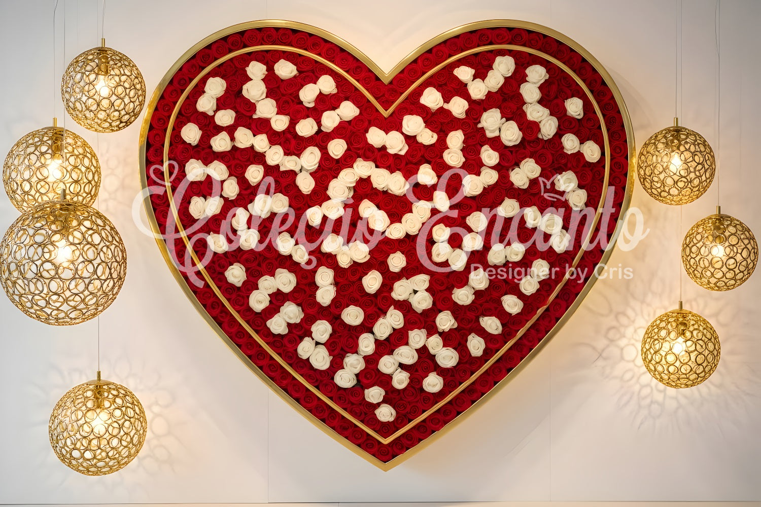 Valentine's Backdrop Rose Heart Luxury Lights Valentine's Day Backdrop UK By Magali