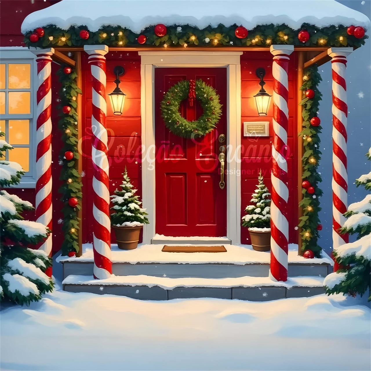 Christmas Photo Backdrops Festive Porch Decor Backdrop UK By Magali