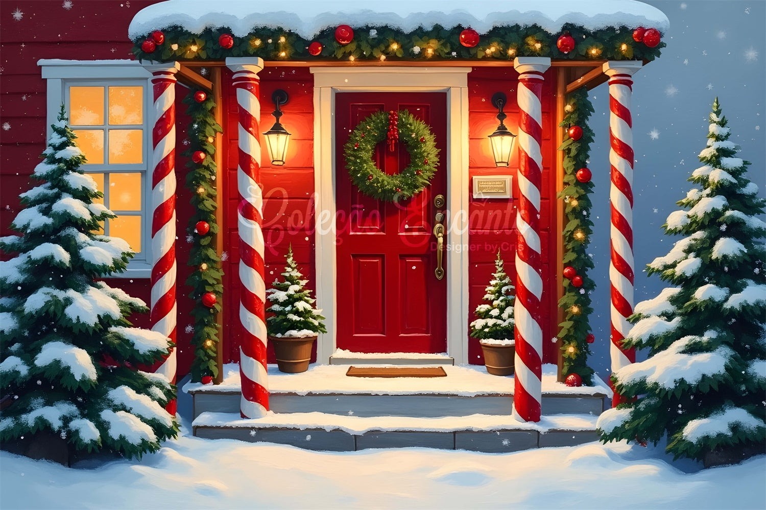 Christmas Photo Backdrops Festive Porch Decor Backdrop UK By Magali