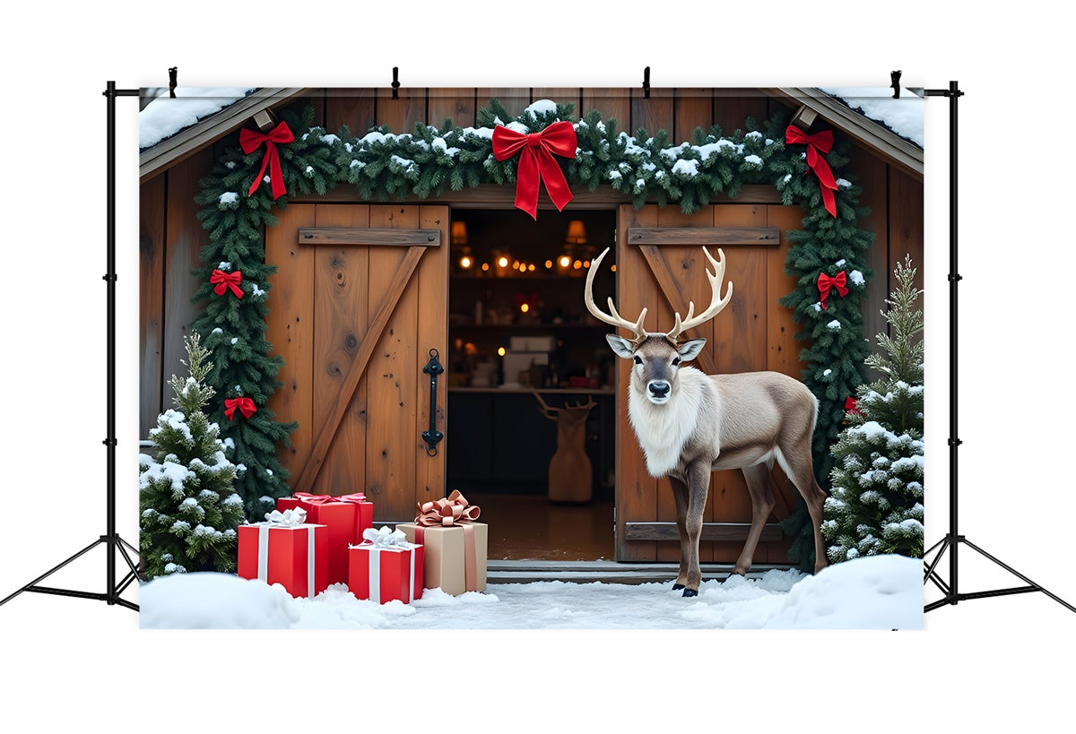 Christmas Tree Farm Backdrop Reindeer Decor Backdrop UK By Magali